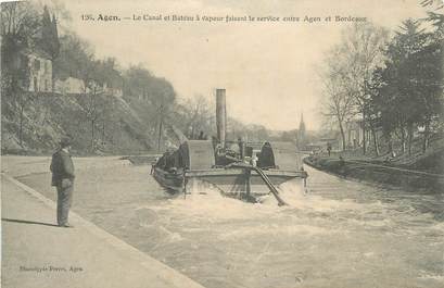 CPA FRANCE 47 "Agen, Le canal et bâteau à vapeur ".