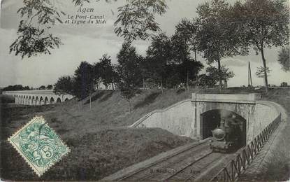 CPA FRANCE 47 "Agen, Le pont canal et ligne du midi".