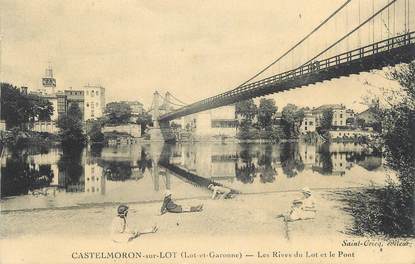 CPA FRANCE 47 "Castelmoron sur Lot, Les rives du Lot et le pont".