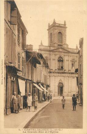 CPA FRANCE 47 " Casteljaloux, La grande rue et l'église".