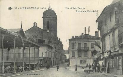 CPA FRANCE 47 " Marmande, Hôtel des Postes, Place du marché".