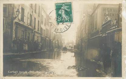 CPA FRANCE 91 "Corbeil, Rue de Sire". / INONDATIONS DE 1910