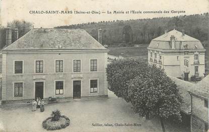 CPA FRANCE 91 "Chalo St Mars, La Mairie et l'école communale de garçons".