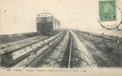 CPA TUNISIE "Tunis, le nouveau tramway de Tunis à la Marsa sur la Digue"