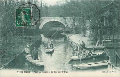 CPA FRANCE 91 "Athis Mons, Pont du chemin de fer sur l'Orge".