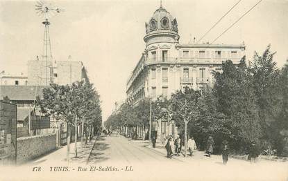 CPA TUNISIE "Tunis, Rue El Sadikia" / EOLIENNE