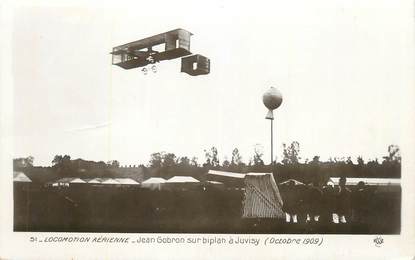 CPSM FRANCE 91 "Juvisy, Jean Gobron sur biplan en octobre 1909". / AVIATION