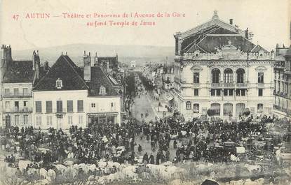 CPA FRANCE 71 " Autun, Théâtre et panorama de l'avenue de la gare".