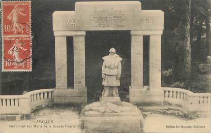 CPA FRANCE 89 " Avallon, Monument aux morts". / CACHET AMBULANT