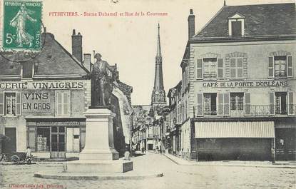 CPA FRANCE 45 " Pithiviers, Statue Duhamel et rue de la Couronne"