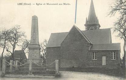 CPA FRANCE 61 " Loré, Eglise et monument aux morts"'.