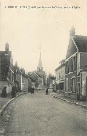 CPA FRANCE 91 "Angervilliers, Route de St Chéron et l'église".