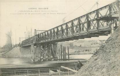 CPA FRANCE 77 " Changis St Jean, Construction de la passerelle".