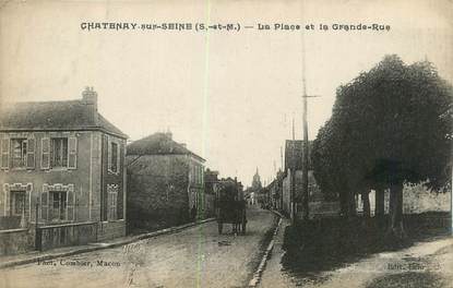 CPA FRANCE 77 " Chatenay sur Seine, La place et la grande rue".