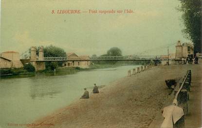 CPA FRANCE 33 " Libourne, pont suspendu sur l'Isle"
