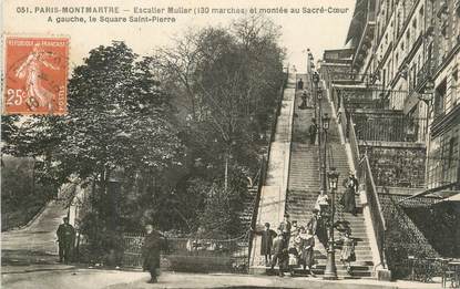 CPA FRANCE 75 " Paris, Montmartre, Escalier Muller et montée au Sacré Coeur".