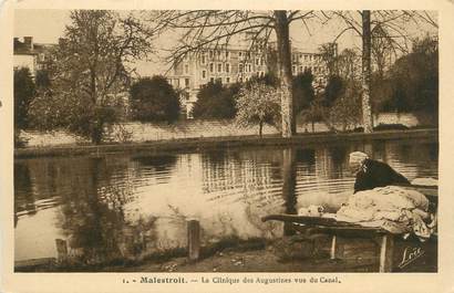 CPA FRANCE 56 " Malestroit, La clinique des Augustines vue du canal". / LAVEUSE