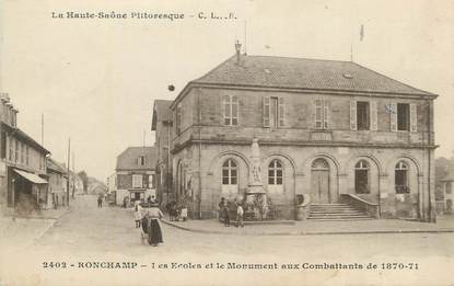 CPA FRANCE 70 " Ronchamp, Les écoles et le monument aux morts ".