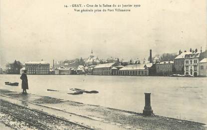 CPA FRANCE 70 " Gray, Crue de la Saône du 21 janvier 1910, vue générale prisse du Port Villeneuve". / INONDATION