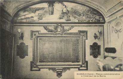 CPA FRANCE 30 " Bagnols, Plaque commémorative à l'intérieur de la Mairie".