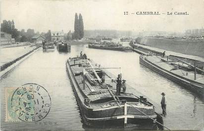 CPA FRANCE 59 "Cambrai, Le canal". / PENICHE