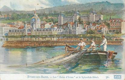 CPA FRANCE 74 " Evian les Bains, Les bains d'Evian et le Splendid Hôtel".