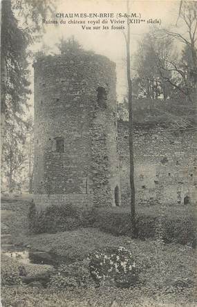 CPA FRANCE 77 " Chaumes en Brie, Ruines du château royal du Vivier, vue sur les fossés".