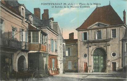 CPA FRANCE 49 "Fontevrault, Place de la Mairie et entrée de la maison centrale".