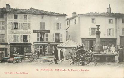 CPA FRANCE 63 "Cunlhat, La place et la fontaine".