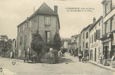 CPA FRANCE 63 "Combronde, La grande rue et la Poste".