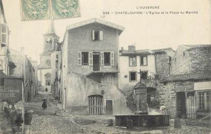 CPA FRANCE 63 " Châtel Guyon, L'église et la Place du Marché"