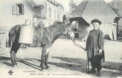 CPA FRANCE 63 " Le Mont Doré, Un jeune laitier et sa monture". / ANE / LAITIER