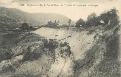 CPA FRANCE 63 " Pradelle, Le chemin de fer du Puy de Dôme, La tranchée". / TRAIN