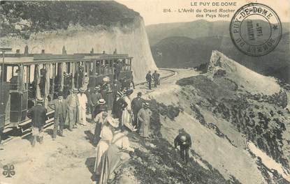 CPA FRANCE 63 "Le Puy de Dôme, L'arrêt du grand rocher des puys nord"/ TRAMWAY