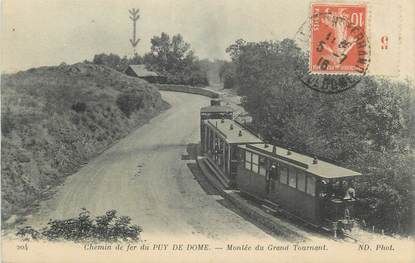 CPA FRANCE 63 "Le Puy de Dôme, Le chemin de fer, Montée du Grand Tournant". / TRAMWAY