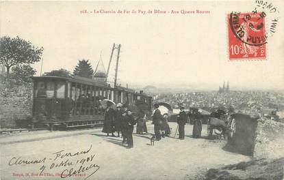 CPA FRANCE 63 "Le Puy de Dôme, Le chemin de fer aux Quatre Routes". / TRAMWAY