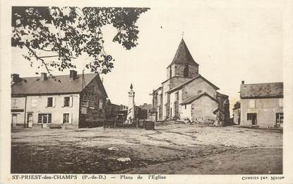 CPA FRANCE 63 " St Priest des Champs, Place de l'église".