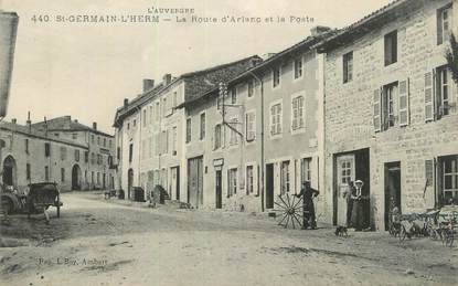 CPA FRANCE 63 " St Germain l'Herm, Route d'Arlenc et la Poste".