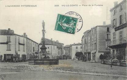 CPA FRANCE 63 " Vic le Comte, Place de la Fontaine".