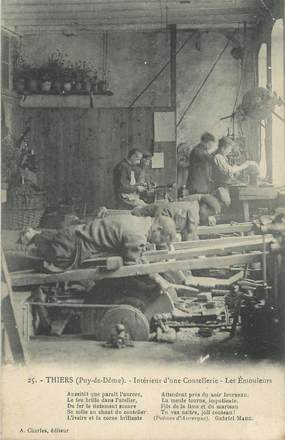 CPA FRANCE 63 " Thiers, Intérieur d'une coutellerie, les émouleurs".