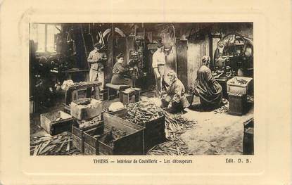 CPA FRANCE 63 " Thiers, Intérieur d'une coutellerie, les découpeurs".