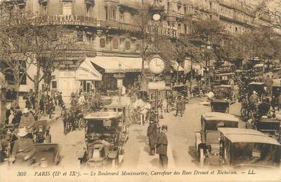 CPA FRANCE 75 " Paris 2ème,, Le boulevard Montmartre, Carrefour des rues Drouot et Richelieu".