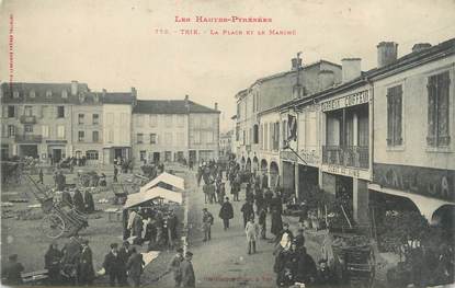 CPA FRANCE 65 "Trie, La place et le marché".