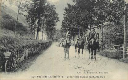 CPA FRANCE 65 " Route de Pierrefitte, Départ des guides en montagnes".