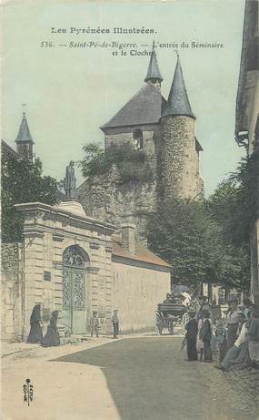 CPA FRANCE 65 " St Pé de Bigorre, L'entrée du séminaire et le clocher".