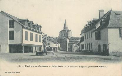 CPA FRANCE 65 " St Savin, La place et l'église".