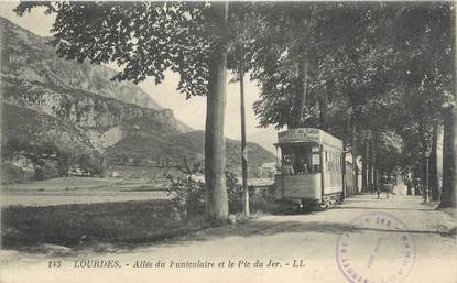 CPA FRANCE 65 " Lourdes, Allée du funiculaire et le Pic du Jer". / TRAM