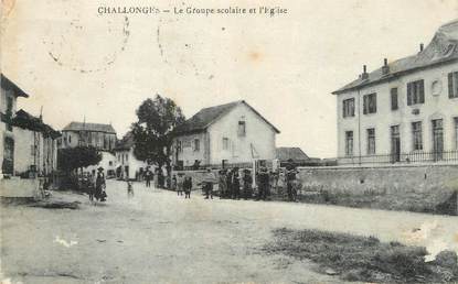 CPA FRANCE 74 "Challonges, Le groupe scolaire et l'église".