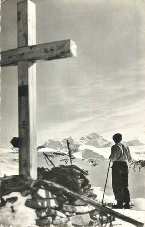 CPSM FRANCE 74 " Araches les Carroz, Croix Bérard et vue sur le Mont Blanc".