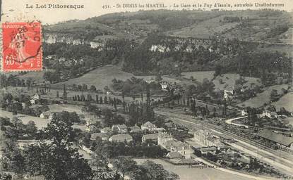 CPA FRANCE 46 " St Denis les Martel, La gare et le Puy d'Issolu".